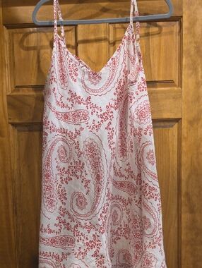Flax Linen Summer Dress Red Paisley Print